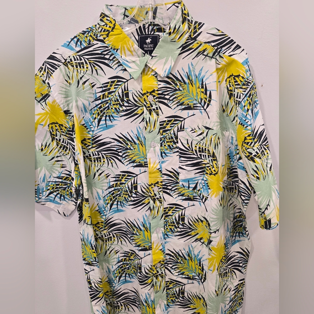Men's Tropical Print Shirt - Yellow and Green